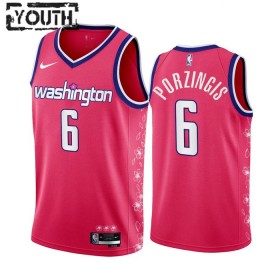 Washington Wizards Kristaps Porzingis 6 2022-23 City Edition Vaaleanpunainen Kirsikankukka Lasten Pelipaidat Swingman